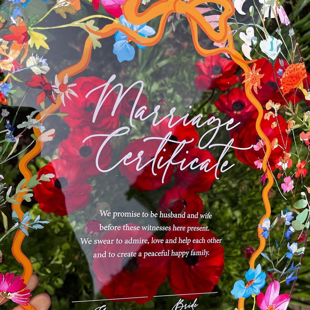 acril flower _marriage Certificate / オーバル / 1design