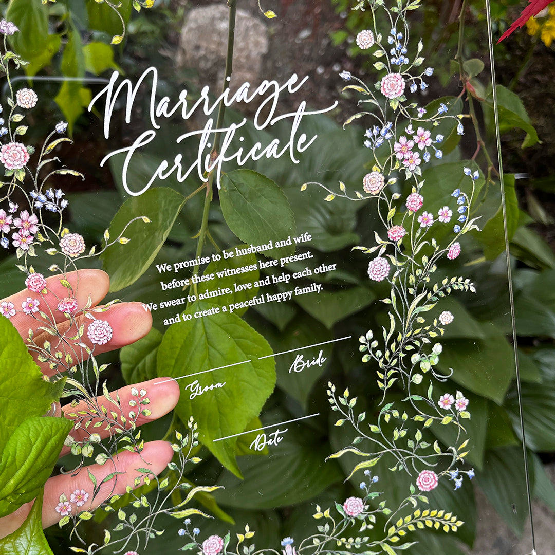 acril flower _marriage Certificate / スクエア / 1design