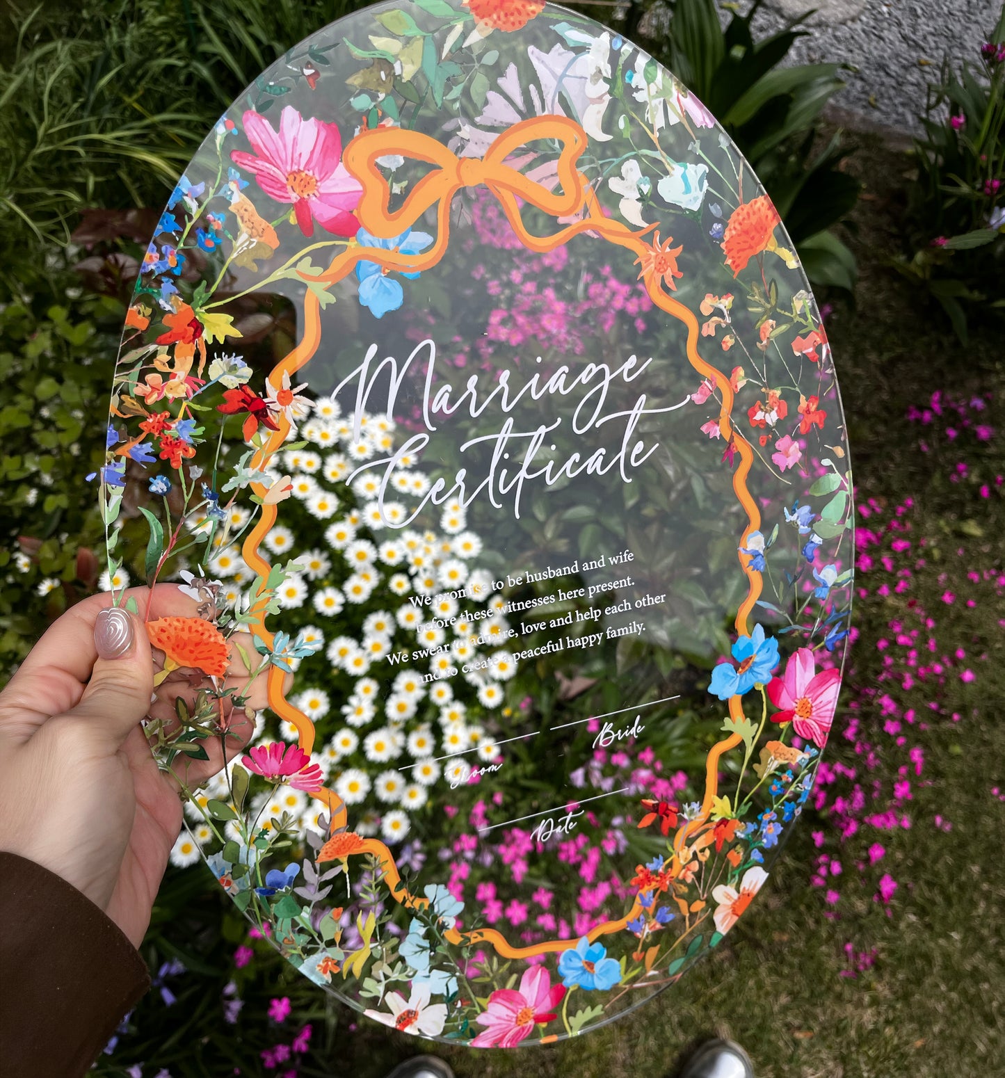 acril flower _marriage Certificate / オーバル / 1design