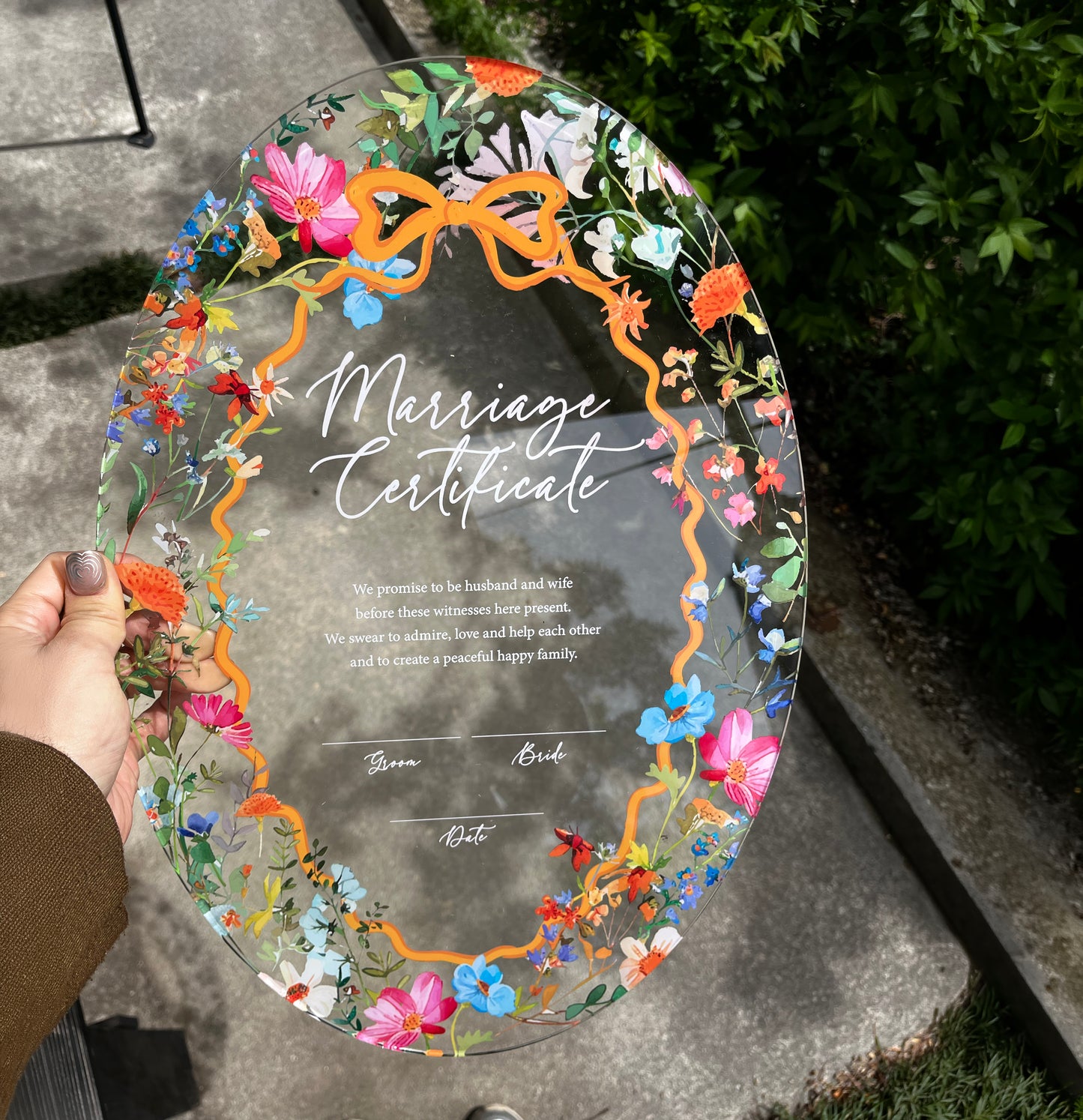 acril flower _marriage Certificate / オーバル / 1design