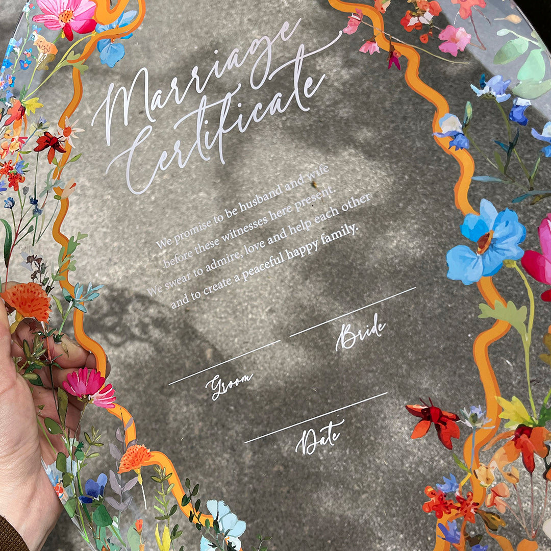 acril flower _marriage Certificate / オーバル / 1design