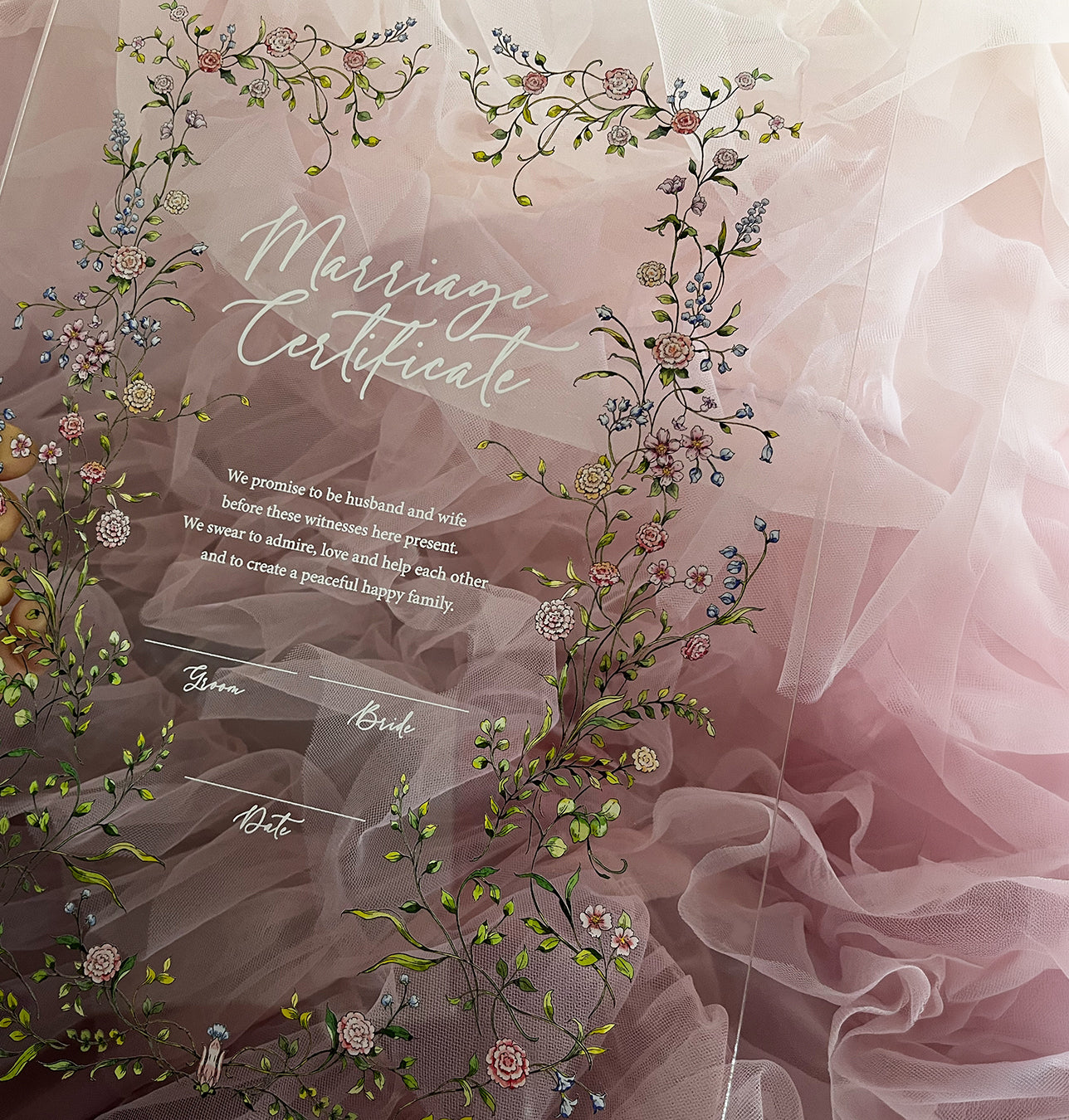acril flower _marriage Certificate / スクエア / 1design