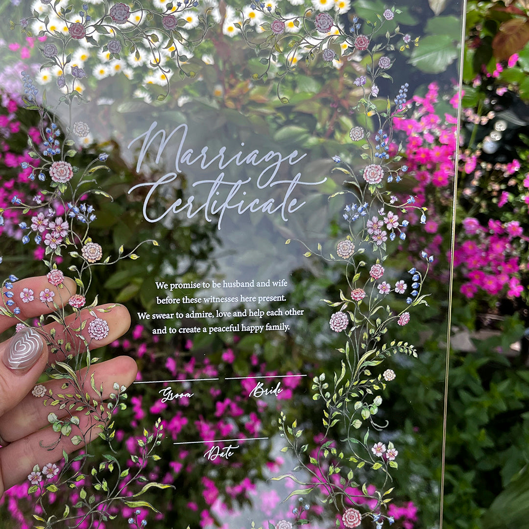 acril flower _marriage Certificate / スクエア / 1design